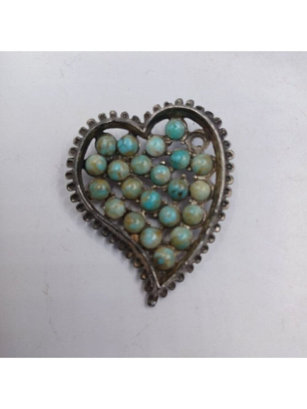 Brooch vintage sterling silver turquoise